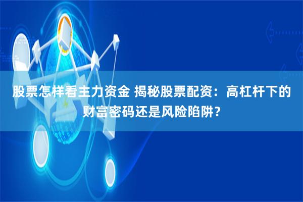 股票怎样看主力资金 揭秘股票配资：高杠杆下的财富密码还是风险陷阱？